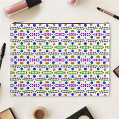 Retro Blue Purple Green Olive Dot Pattern Cosmetic Bag (xl) by BrightVibesDesign