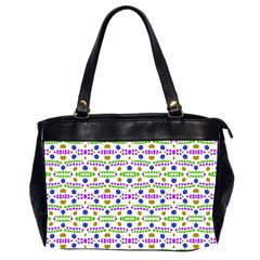 Retro Blue Purple Green Olive Dot Pattern Oversize Office Handbag (2 Sides) by BrightVibesDesign