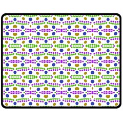 Retro Blue Purple Green Olive Dot Pattern Fleece Blanket (medium)  by BrightVibesDesign