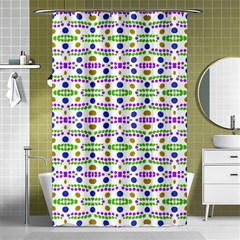 Retro Blue Purple Green Olive Dot Pattern Shower Curtain 48  X 72  (small)  by BrightVibesDesign