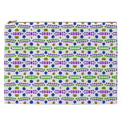 Retro Blue Purple Green Olive Dot Pattern Cosmetic Bag (xxl) by BrightVibesDesign