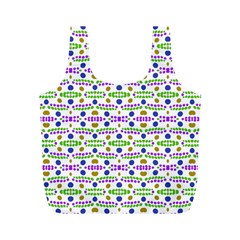 Retro Blue Purple Green Olive Dot Pattern Full Print Recycle Bag (m) by BrightVibesDesign