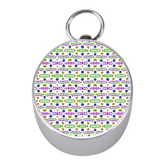 Retro Blue Purple Green Olive Dot Pattern Mini Silver Compasses by BrightVibesDesign