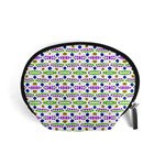 Retro Blue Purple Green Olive Dot Pattern Accessory Pouch (Small) Front