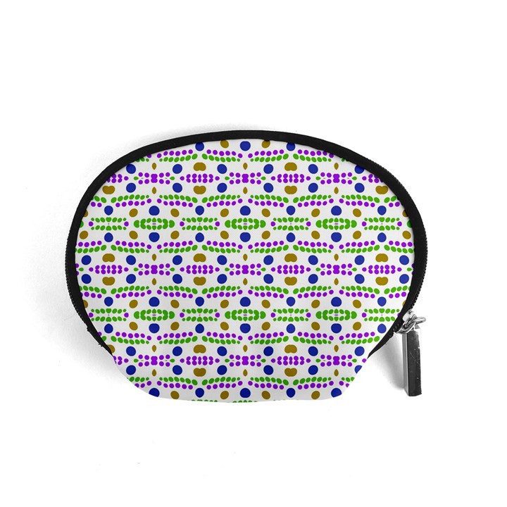 Retro Blue Purple Green Olive Dot Pattern Accessory Pouch (Small)