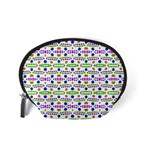 Retro Blue Purple Green Olive Dot Pattern Accessory Pouch (Small) Back