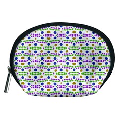 Retro Blue Purple Green Olive Dot Pattern Accessory Pouch (medium) by BrightVibesDesign