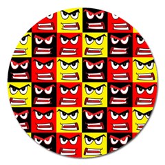 Angry Face Magnet 5  (round) by ArtworkByPatrick