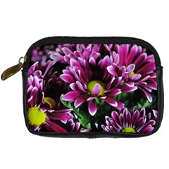 Maroon And White Mums Digital Camera Leather Case