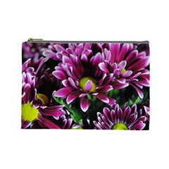 Maroon And White Mums Cosmetic Bag (Large)