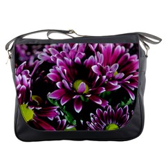 Maroon And White Mums Messenger Bag