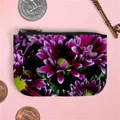 Maroon And White Mums Mini Coin Purse by bloomingvinedesign