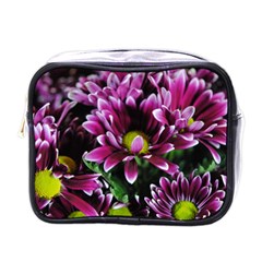 Maroon And White Mums Mini Toiletries Bag (one Side) by bloomingvinedesign