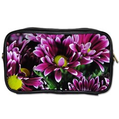 Maroon And White Mums Toiletries Bag (one Side) by bloomingvinedesign