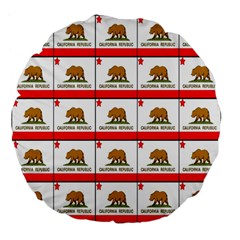 Calif Bear Flag Large 18  Premium Flano Round Cushions by ArtworkByPatrick