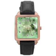 Wonderful Flowers In Soft Colors Rose Gold Leather Watch 