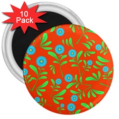 Background Texture Seamless Flowers 3  Magnets (10 Pack)  by Sapixe