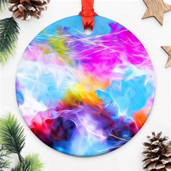 Background Drips Fluid Colorful Ornament (round) by Sapixe