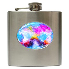 Background Drips Fluid Colorful Hip Flask (6 Oz) by Sapixe