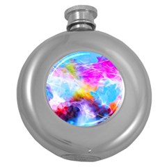 Background Drips Fluid Colorful Round Hip Flask (5 Oz) by Sapixe