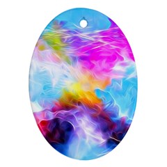 Background Drips Fluid Colorful Oval Ornament (two Sides) by Sapixe