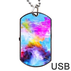 Background Drips Fluid Colorful Dog Tag Usb Flash (one Side) by Sapixe