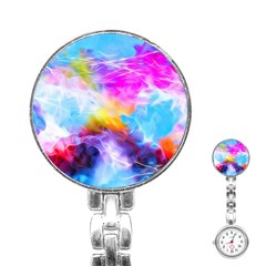 Background Drips Fluid Colorful Stainless Steel Nurses Watch by Sapixe