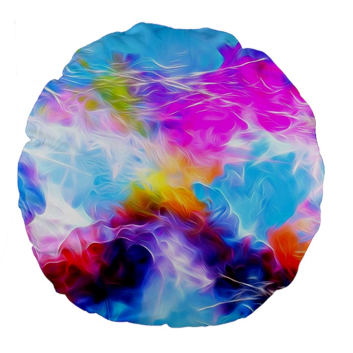 Background Drips Fluid Colorful Large 18  Premium Flano Round Cushions