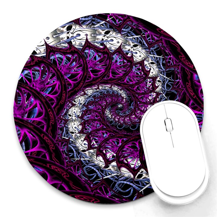 Fractal Background Swirl Art Skull Round Mousepads