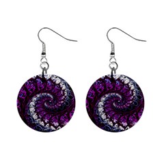 Fractal Background Swirl Art Skull Mini Button Earrings by Sapixe