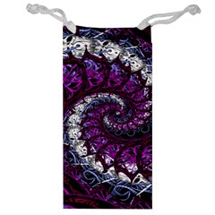 Fractal Background Swirl Art Skull Jewelry Bag by Sapixe