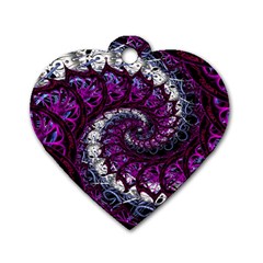 Fractal Background Swirl Art Skull Dog Tag Heart (one Side) by Sapixe