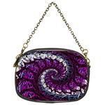 Fractal Background Swirl Art Skull Chain Purse (One Side) Front