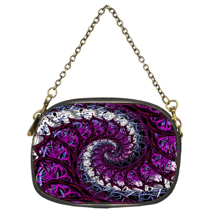 Fractal Background Swirl Art Skull Chain Purse (One Side)