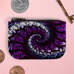 Fractal Background Swirl Art Skull Mini Coin Purse by Sapixe