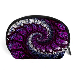 Fractal Background Swirl Art Skull Accessory Pouch (large) by Sapixe