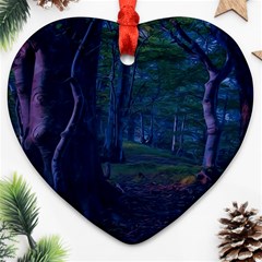 Beeches Tree Forest Beech Shadows Heart Ornament (two Sides) by Sapixe