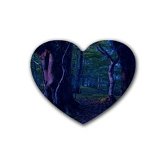 Beeches Tree Forest Beech Shadows Rubber Coaster (heart)  by Sapixe