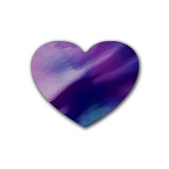 Purple Background Art Abstract Watercolor Rubber Coaster (heart)  by Sapixe