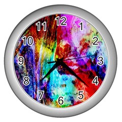 Background Art Abstract Watercolor Wall Clock (silver) by Sapixe