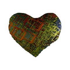 Art 3d Windows Modeling Dimension Standard 16  Premium Flano Heart Shape Cushions by Sapixe