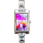 Background Drips Fluid Colorful Rectangle Italian Charm Watch Front