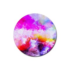 Background Drips Fluid Colorful Rubber Coaster (Round) 