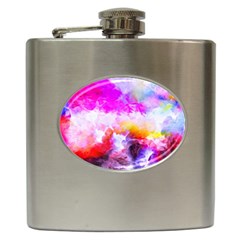 Background Drips Fluid Colorful Hip Flask (6 Oz) by Sapixe