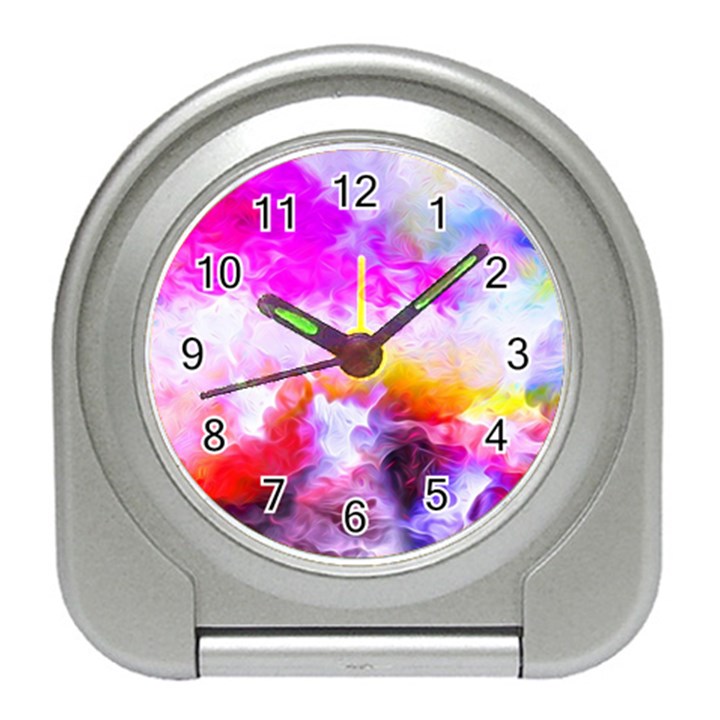 Background Drips Fluid Colorful Travel Alarm Clock