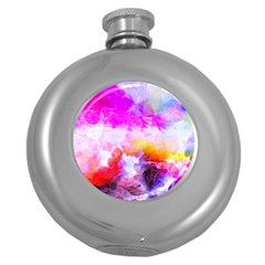 Background Drips Fluid Colorful Round Hip Flask (5 Oz) by Sapixe