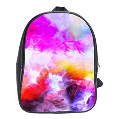 Background Drips Fluid Colorful School Bag (Large)