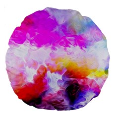 Background Drips Fluid Colorful Large 18  Premium Round Cushions by Sapixe