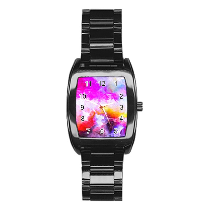 Background Drips Fluid Colorful Stainless Steel Barrel Watch