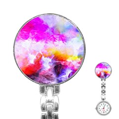 Background Drips Fluid Colorful Stainless Steel Nurses Watch by Sapixe